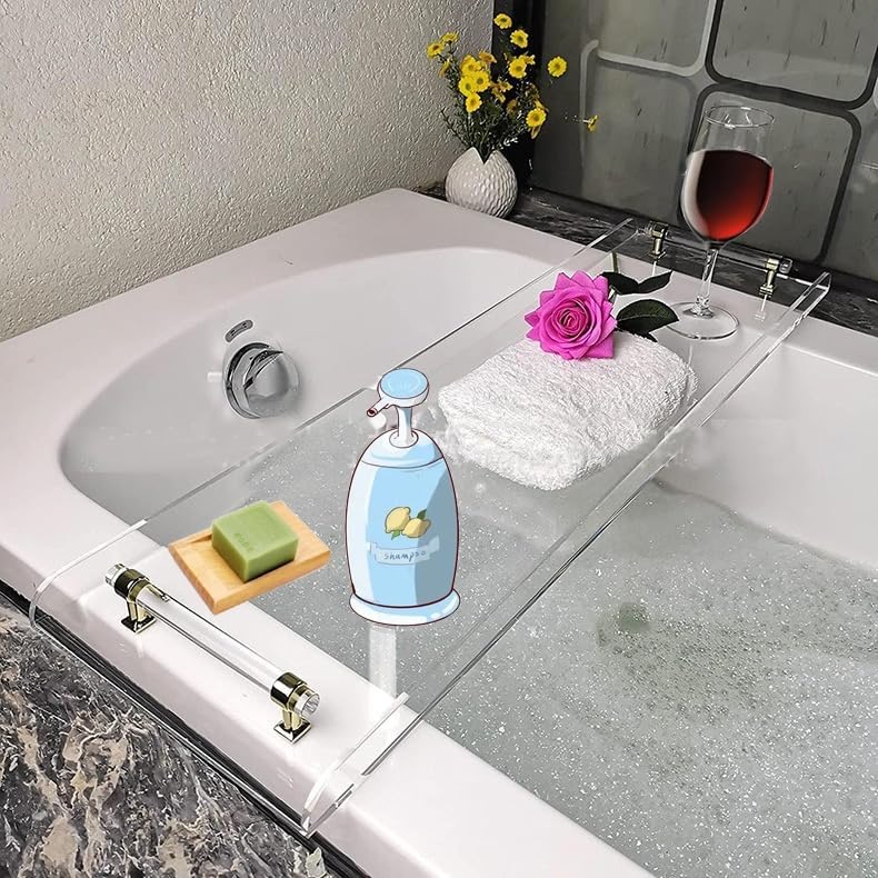 custom lucite bathtub caddy tray