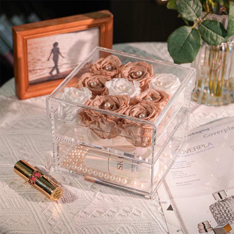square flower box with drawer