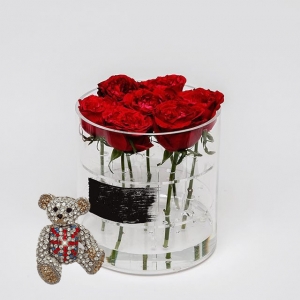 الزفاف استخدام الاكريليك زهرة مربع مع غطاء مع الورود العرف 