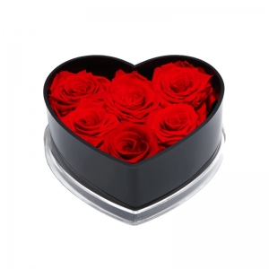 شكل قلب أسود 6 ثقوب الاكريليك روز صناديق زهرة للبيع 