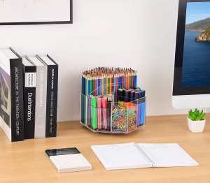 منظم قرطاسية سطح المكتب الأكريليكي استخدم حامل قلم رصاص مربع 