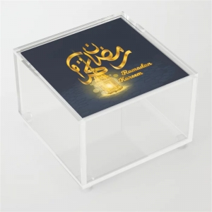 شفاف تصميم الجرافيك مربعات رمضان مسلم الاكريليك مع غطاء
 
