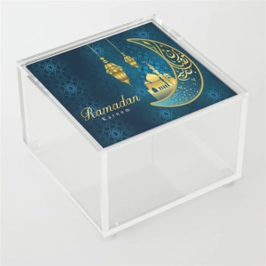 الخط العربي الأزرق رمضان كريم مربعات الاكريليك مسلم مع غطاء
 