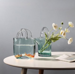 زهرية زجاجية أكريليك حمل حقيبة حوض للأسماك 