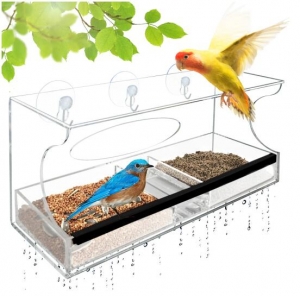 منازل تغذية الطيور نافذة بلاستيكية واضحة 