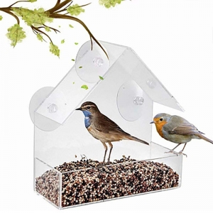 منازل تغذية الطيور نافذة بلاستيكية واضحة 