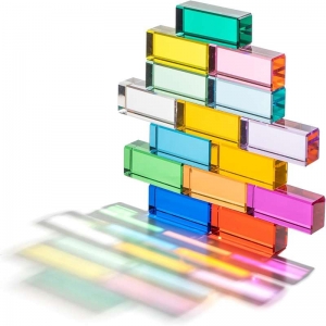 قوس قوس قزح الكتل أكريليك كتل الكتل جوهرة التراص المستطيل 