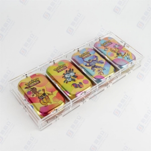 علبة معدنية صغيرة قابلة للفصل مصنوعة من الأكريليك الشفاف، تحتوي على 4 شخصيات بوكيمون 