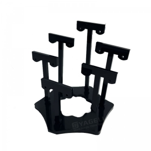 حامل عرض مجوهرات متعدد الطبقات مصنوع من الأكريليك الأسود المقاوم للأشعة فوق البنفسجية