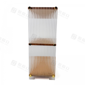 رف تنظيم مكتبي من ثلاثة طبقات مصنوع من الخيزران والأكريليك المضلع 